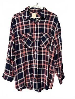 Harper Heritage Womens Medium Pink Plaid Button-Up Shirt
